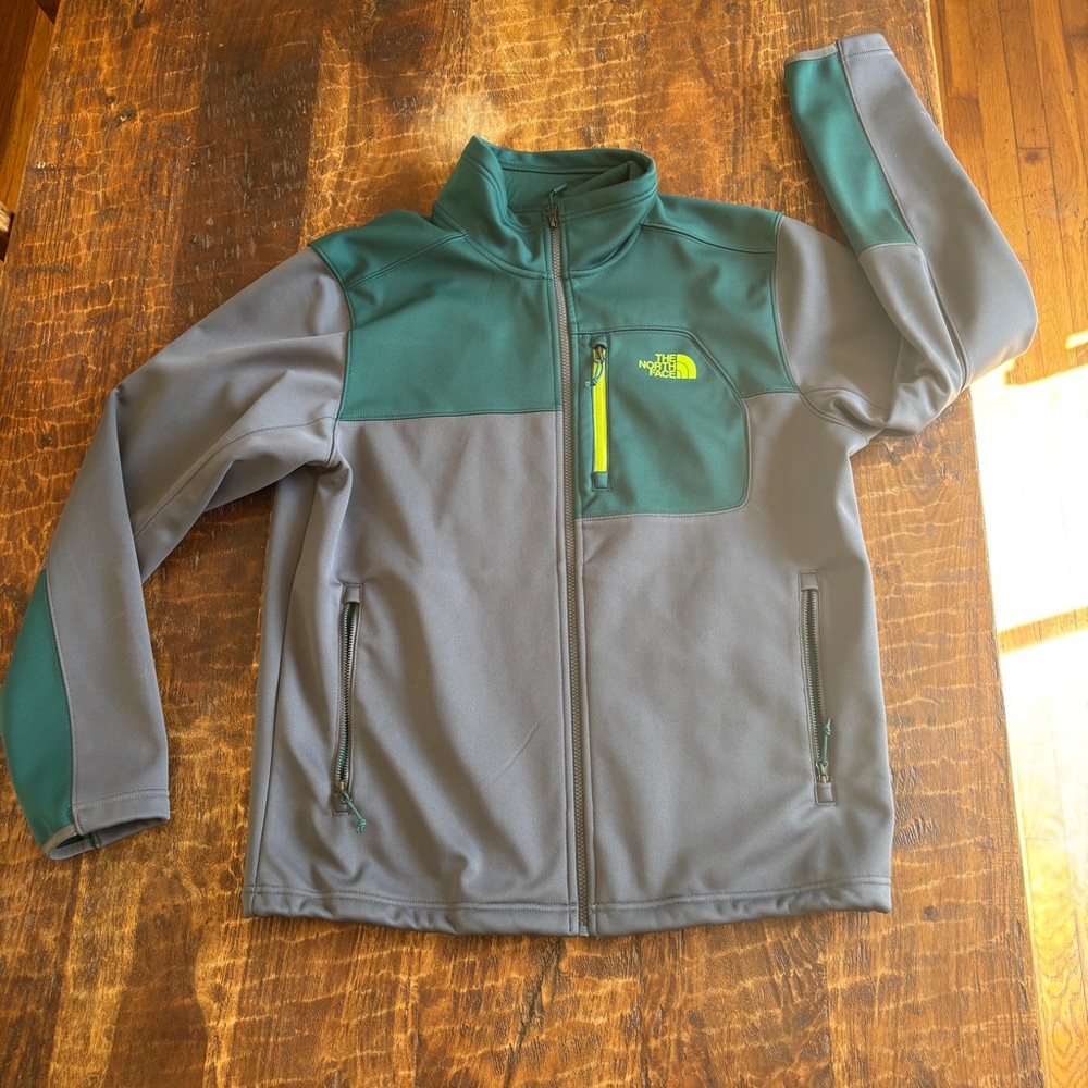The North Face Gray and Green wind wall jacket. Size L
